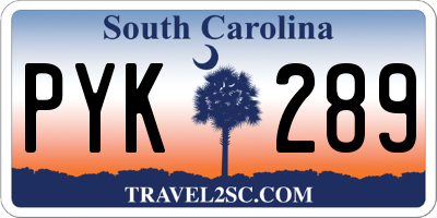 SC license plate PYK289