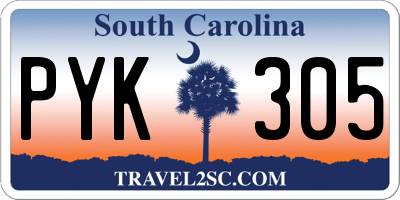 SC license plate PYK305