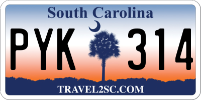 SC license plate PYK314