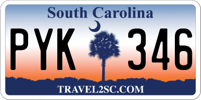 SC license plate PYK346
