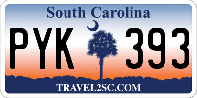 SC license plate PYK393