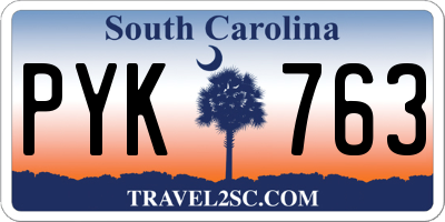 SC license plate PYK763