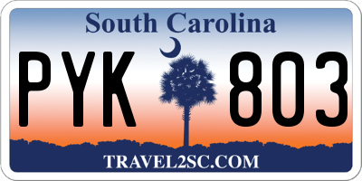 SC license plate PYK803