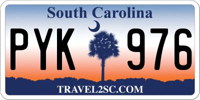 SC license plate PYK976