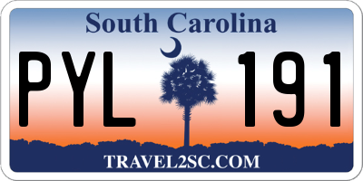 SC license plate PYL191