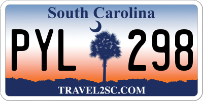 SC license plate PYL298
