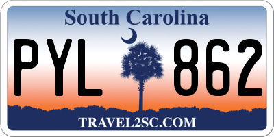 SC license plate PYL862