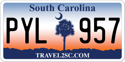 SC license plate PYL957