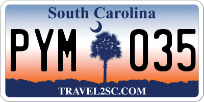 SC license plate PYM035