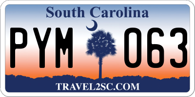 SC license plate PYM063