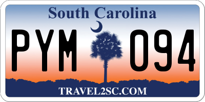 SC license plate PYM094