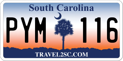 SC license plate PYM116
