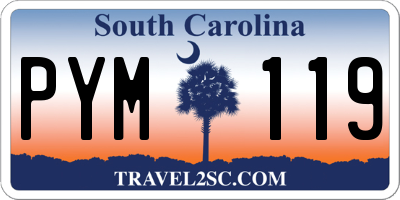 SC license plate PYM119