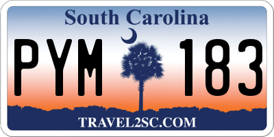 SC license plate PYM183