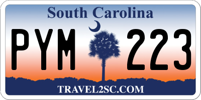 SC license plate PYM223