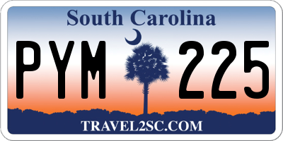 SC license plate PYM225