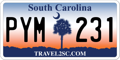 SC license plate PYM231