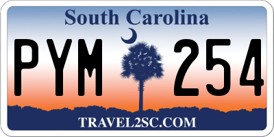 SC license plate PYM254