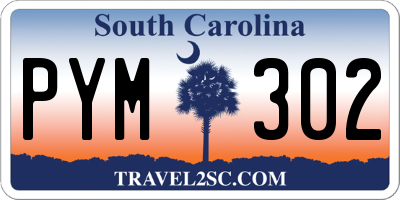 SC license plate PYM302