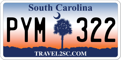 SC license plate PYM322