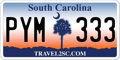 SC license plate PYM333