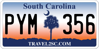 SC license plate PYM356