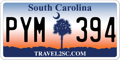 SC license plate PYM394