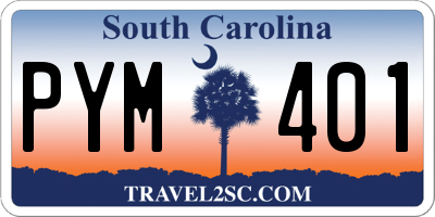 SC license plate PYM401