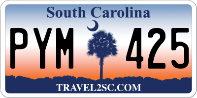SC license plate PYM425