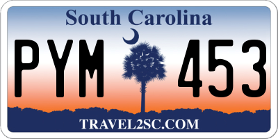 SC license plate PYM453