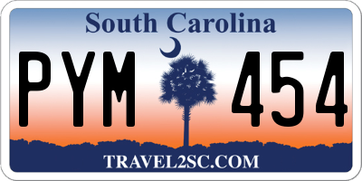 SC license plate PYM454