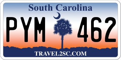SC license plate PYM462
