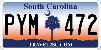 SC license plate PYM472