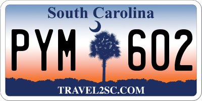 SC license plate PYM602