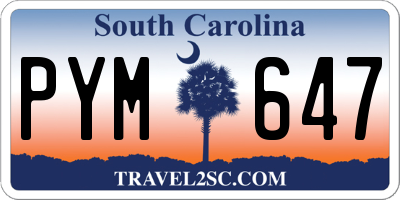 SC license plate PYM647