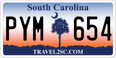 SC license plate PYM654