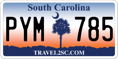 SC license plate PYM785