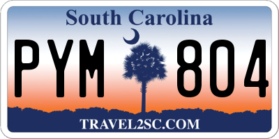 SC license plate PYM804