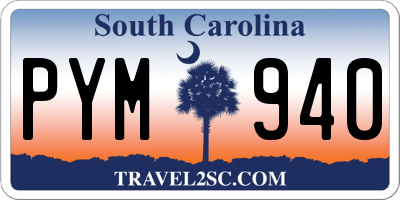 SC license plate PYM940