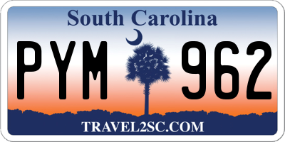 SC license plate PYM962