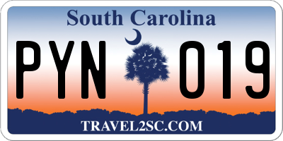 SC license plate PYN019