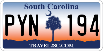 SC license plate PYN194