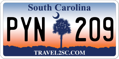 SC license plate PYN209