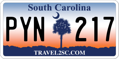 SC license plate PYN217