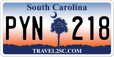 SC license plate PYN218