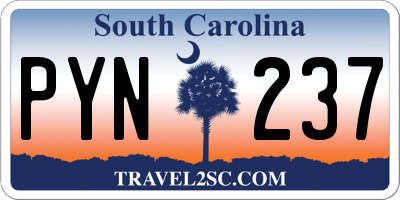 SC license plate PYN237