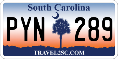 SC license plate PYN289