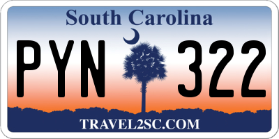 SC license plate PYN322