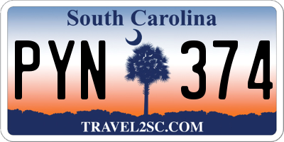 SC license plate PYN374