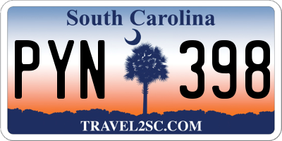 SC license plate PYN398